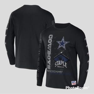 Men's NFL x Staple Black Dallas Cowboys World Renowned Long Sleeve T-Shirt XL